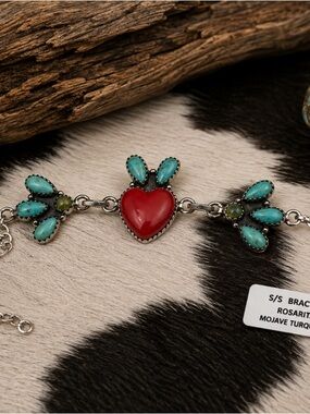 🍒🍒 Red Heart and Turquoise - 🍒 Bracelet